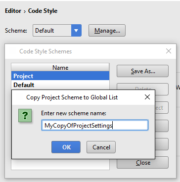 Copy code style scheme