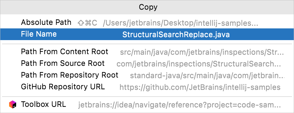 Copy path