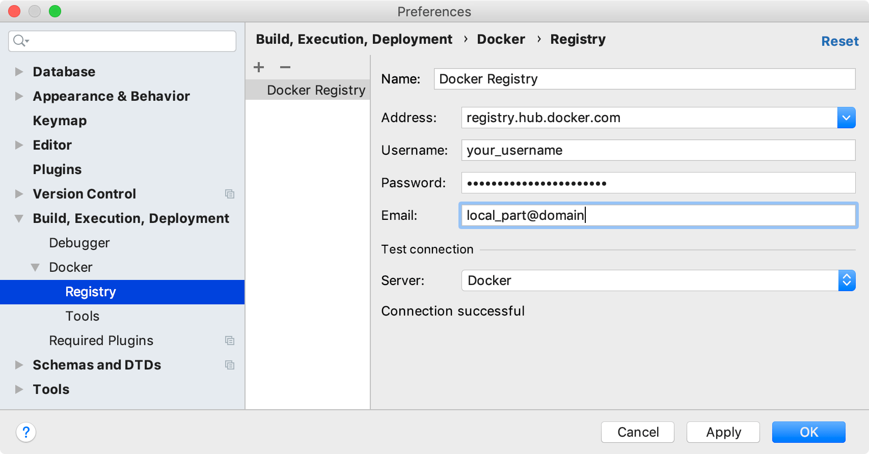 The Docker Registry dialog The Docker Registry dialog