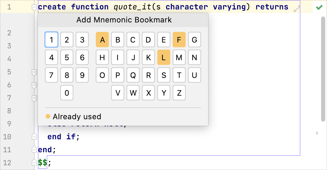 Adding a mnemonic bookmark Adding a mnemonic bookmark