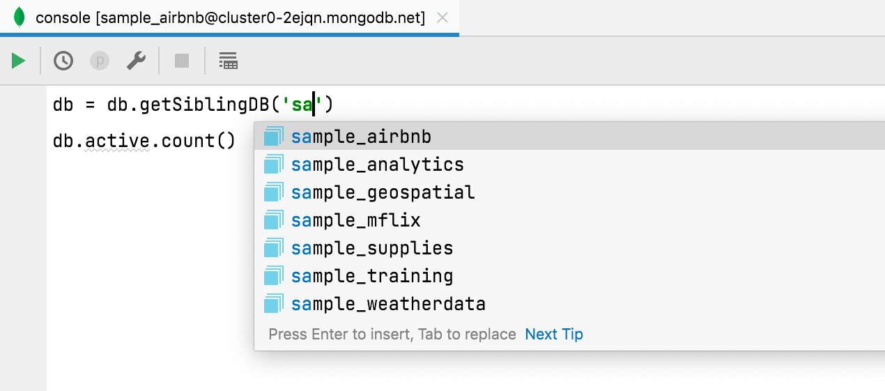 code completion for database names code completion for database names