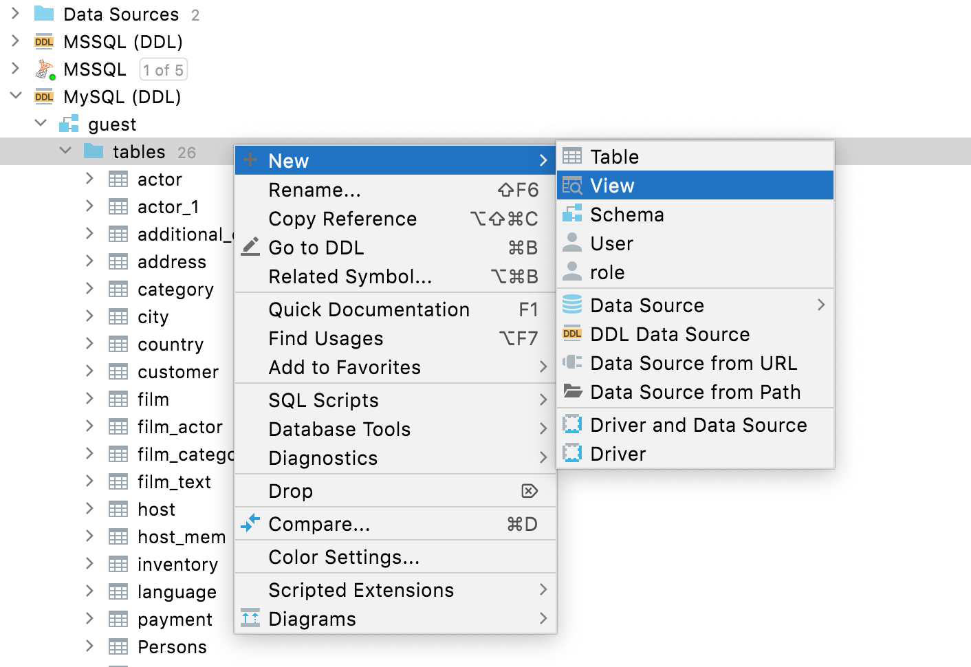Creating objects in the DDL data source Creating objects in the DDL data source