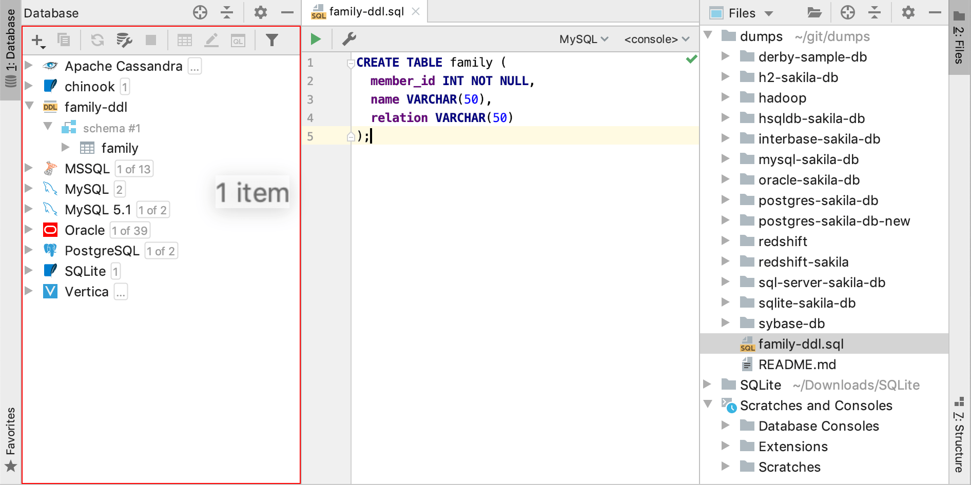 Create a data source from the SQL file
