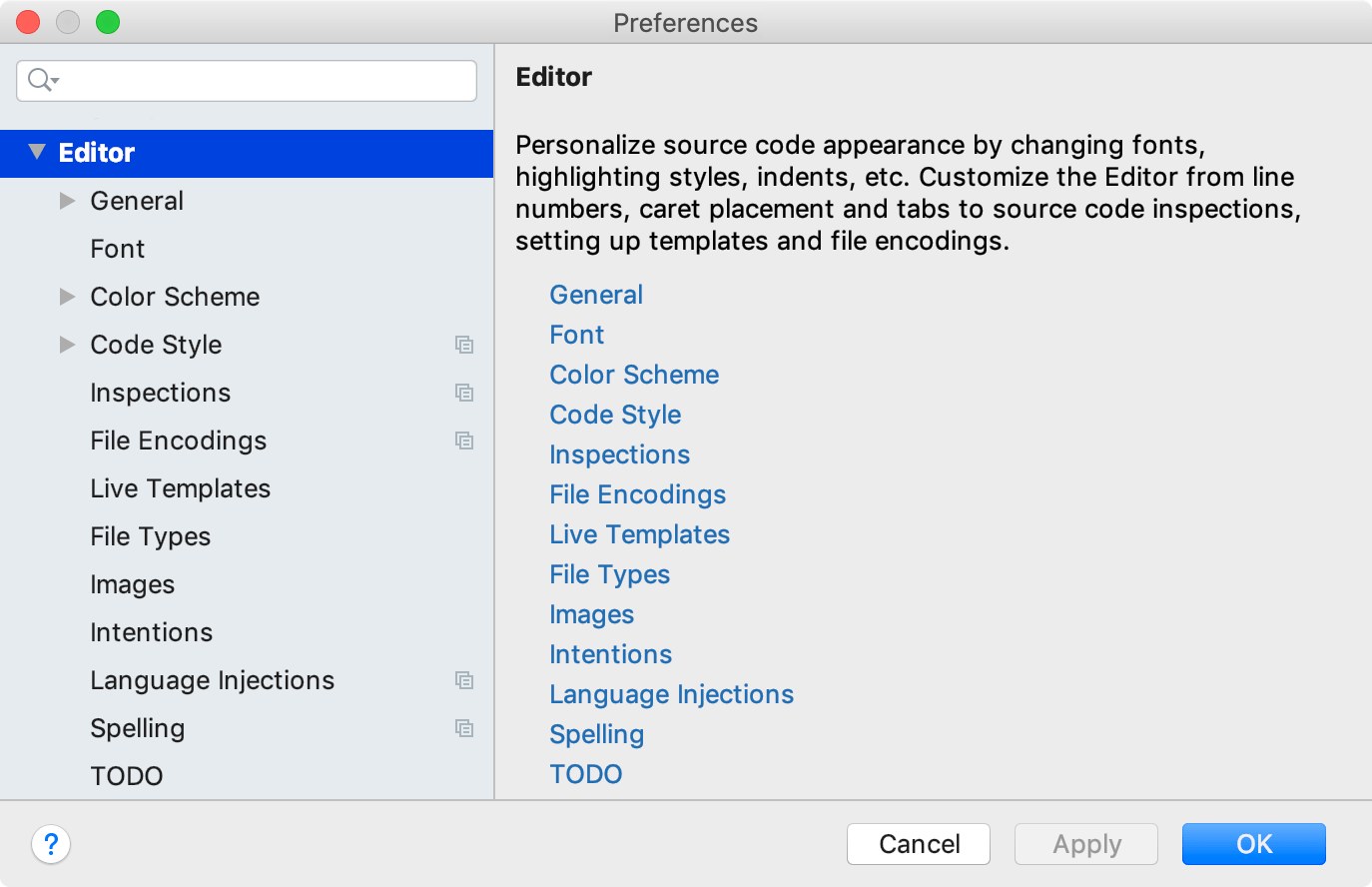 editor settings editor settings