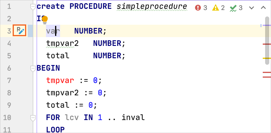 Gutter icons in the editor Gutter icons in the editor