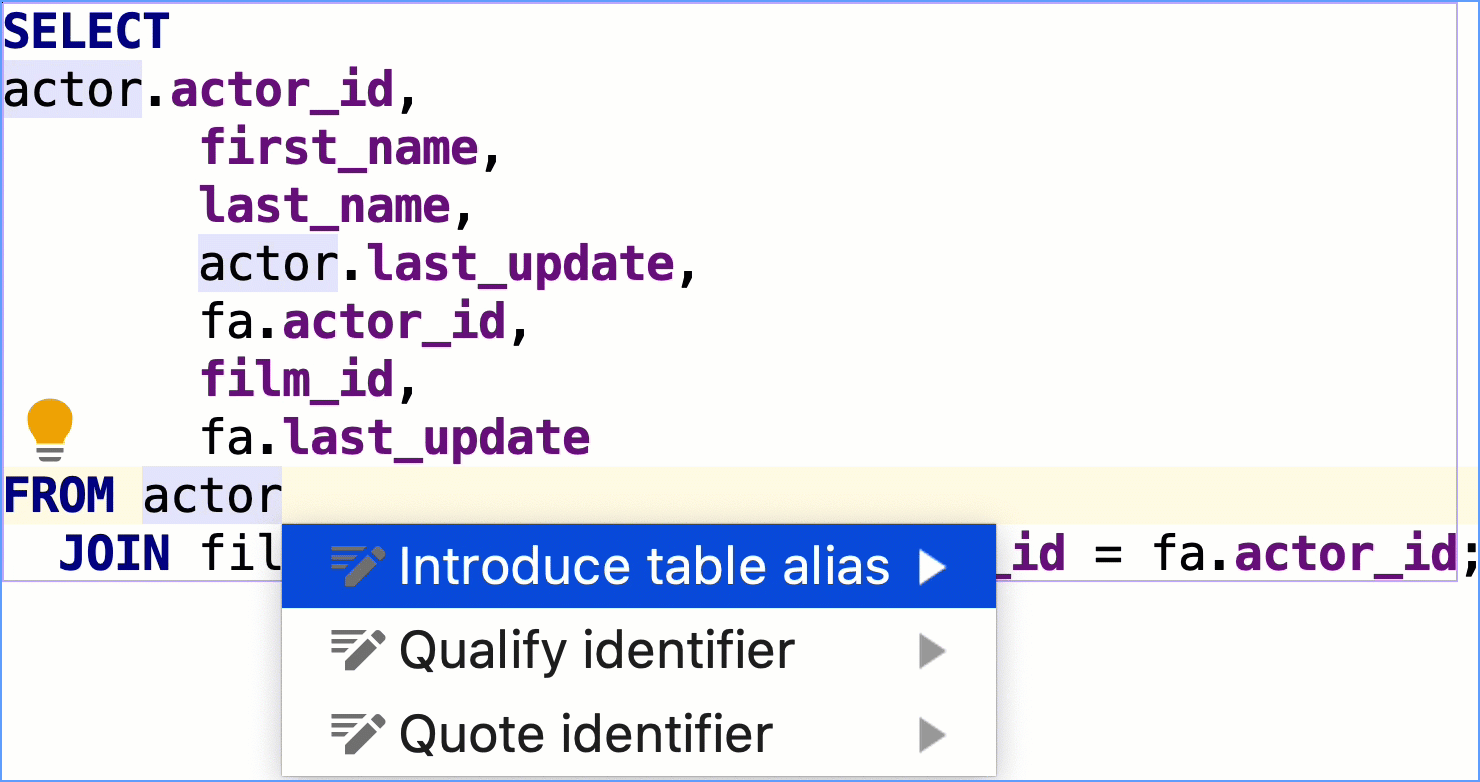 Introduce a table alias