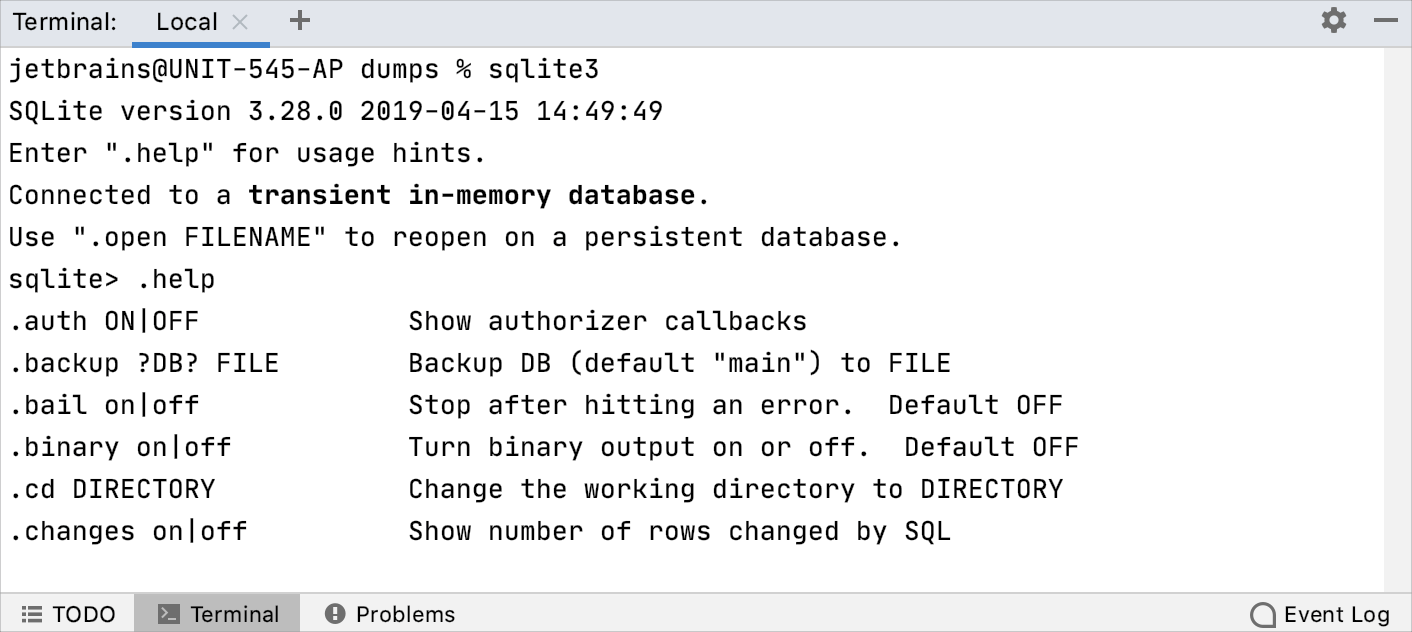 list of dot-commands