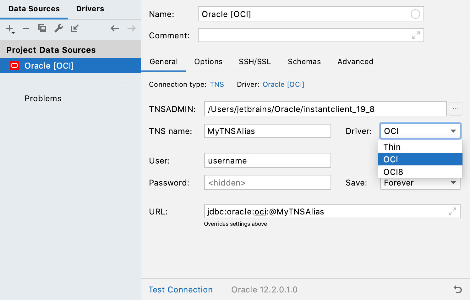 oracle thin client driver