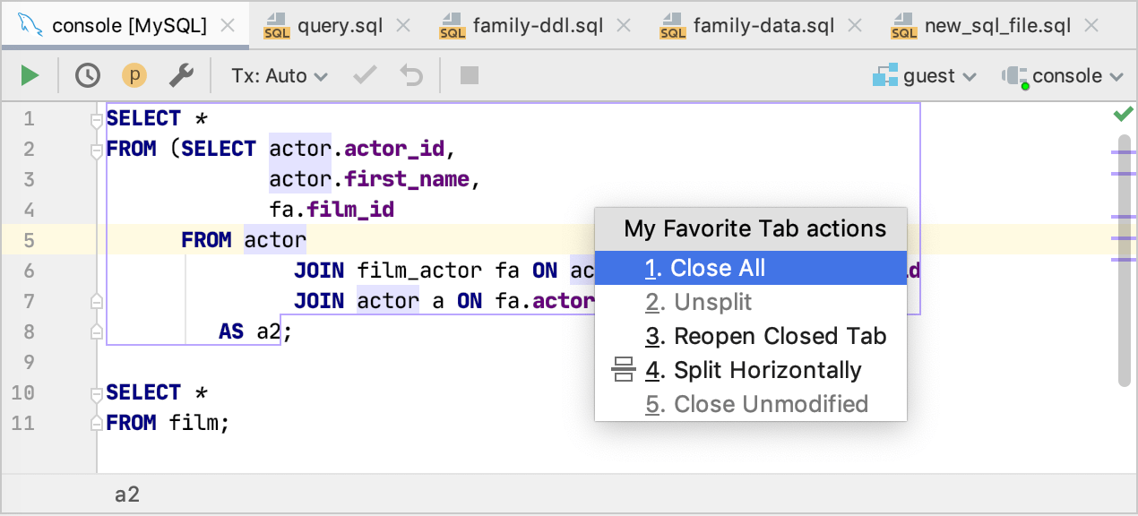 Access an action from a quick list Access an action from a quick list