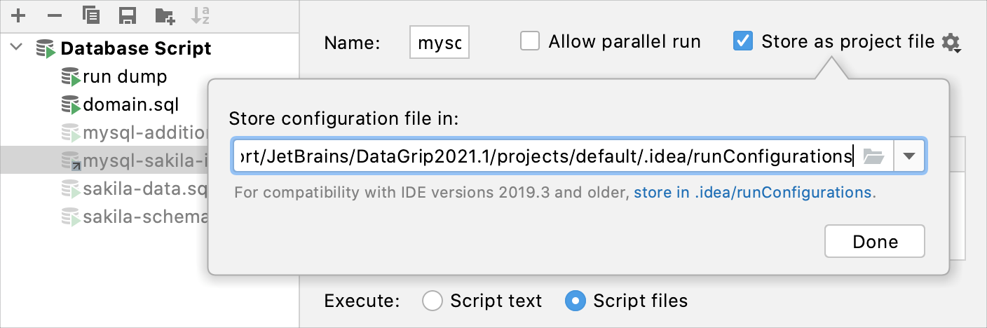 Store as project file box Store as project file box