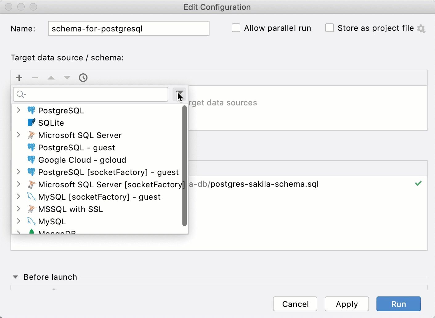 为多个数据源运行 SQL 文件