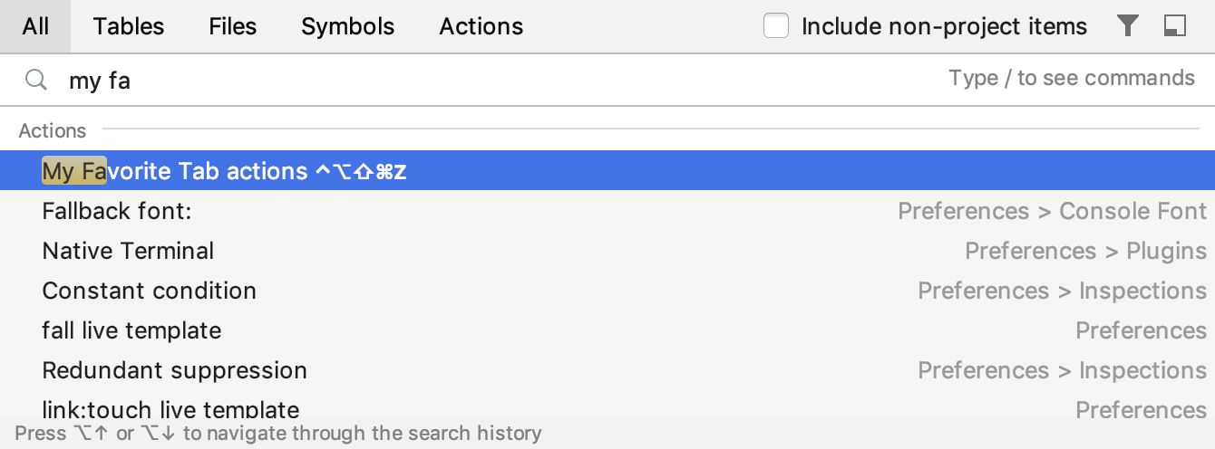 The search everywhere window The search everywhere window