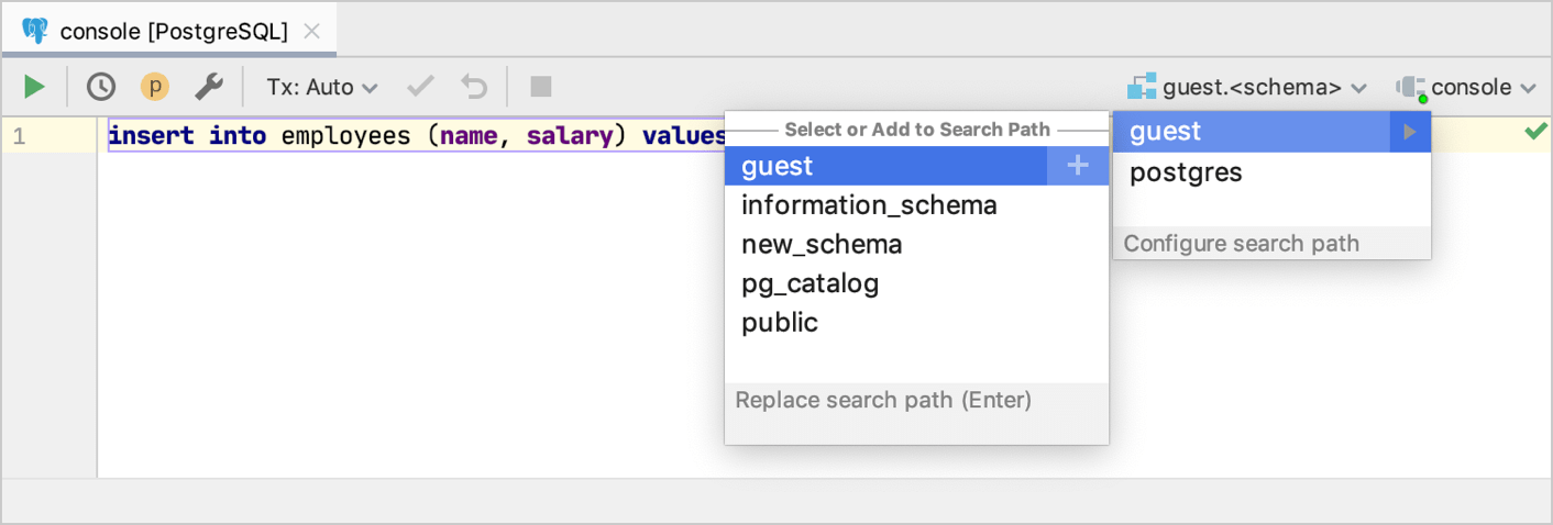 Select a search path for PostgreSQL