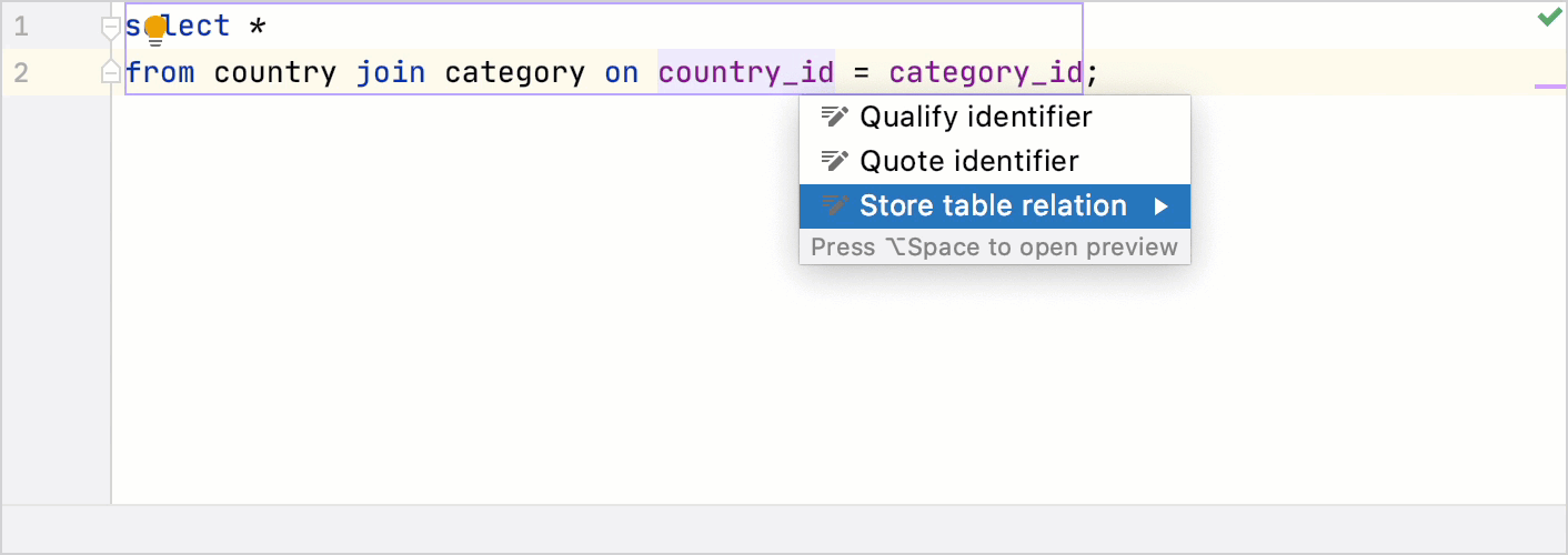 Store table relation