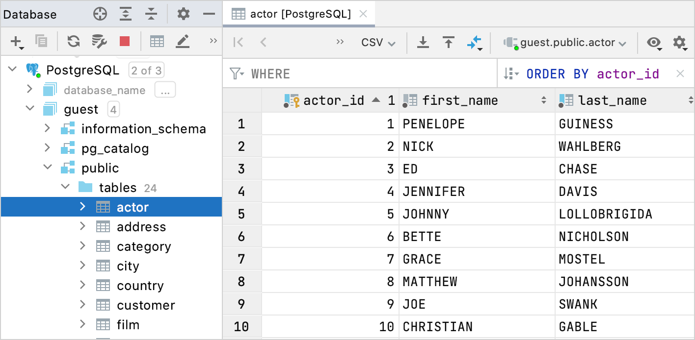 Working with tables