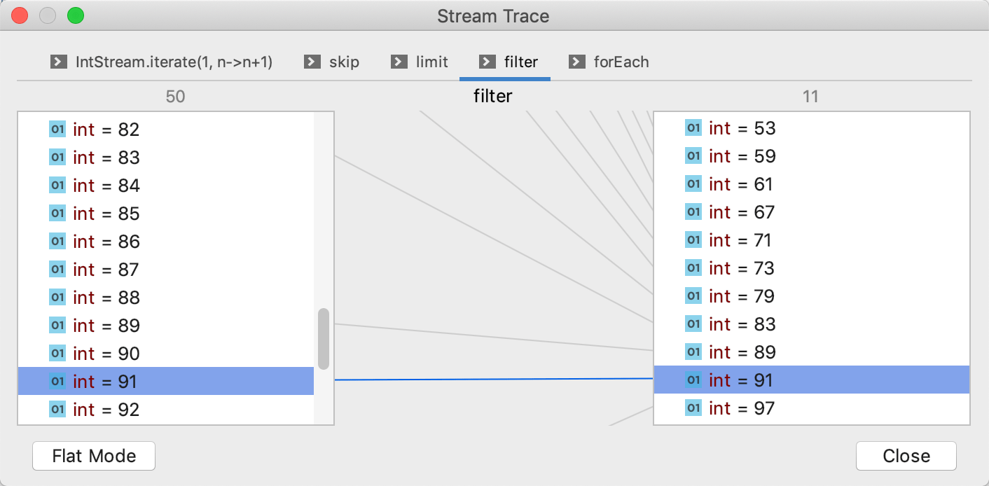 The Stream Trace dialog