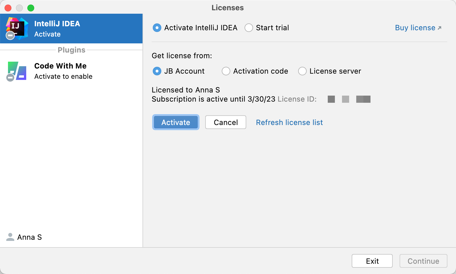 jetbrains intellij idea activation code