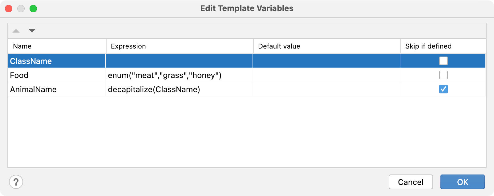 Edit Template Variables
