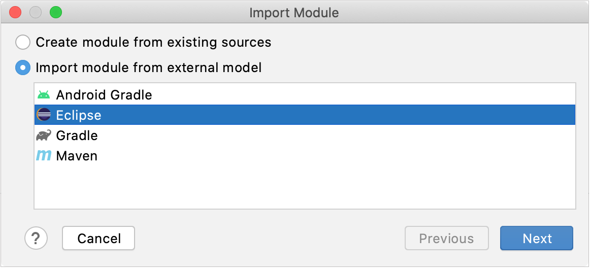 Importing a project from Eclipse as a module