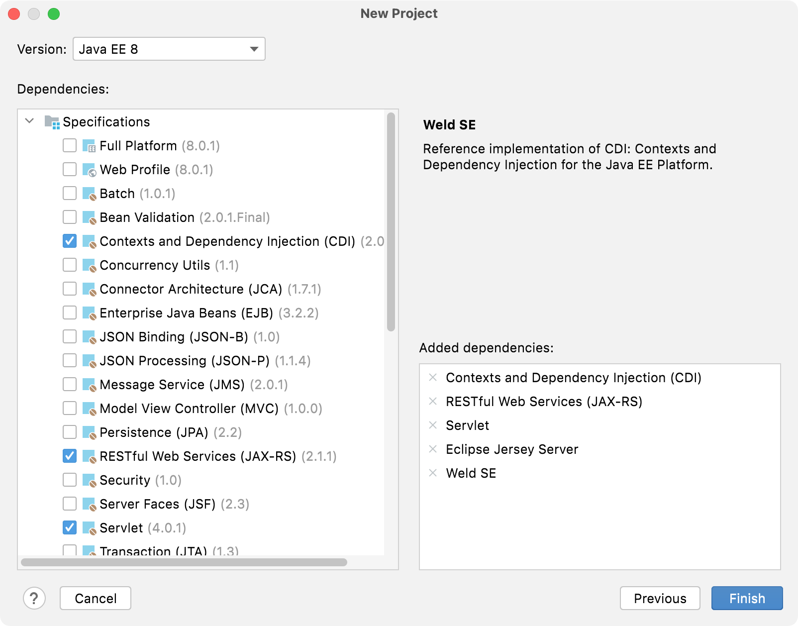 New Java Enterprise project wizard