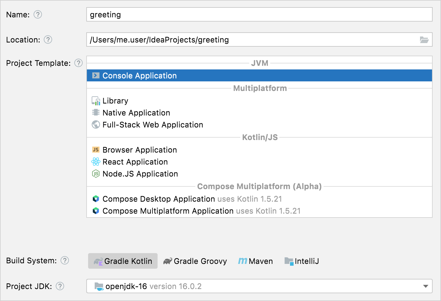 New Kotlin project with the Gradle build system with Kotlin DSL