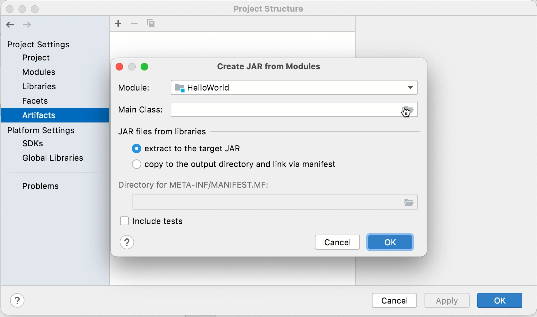 Creating an artifact configuration