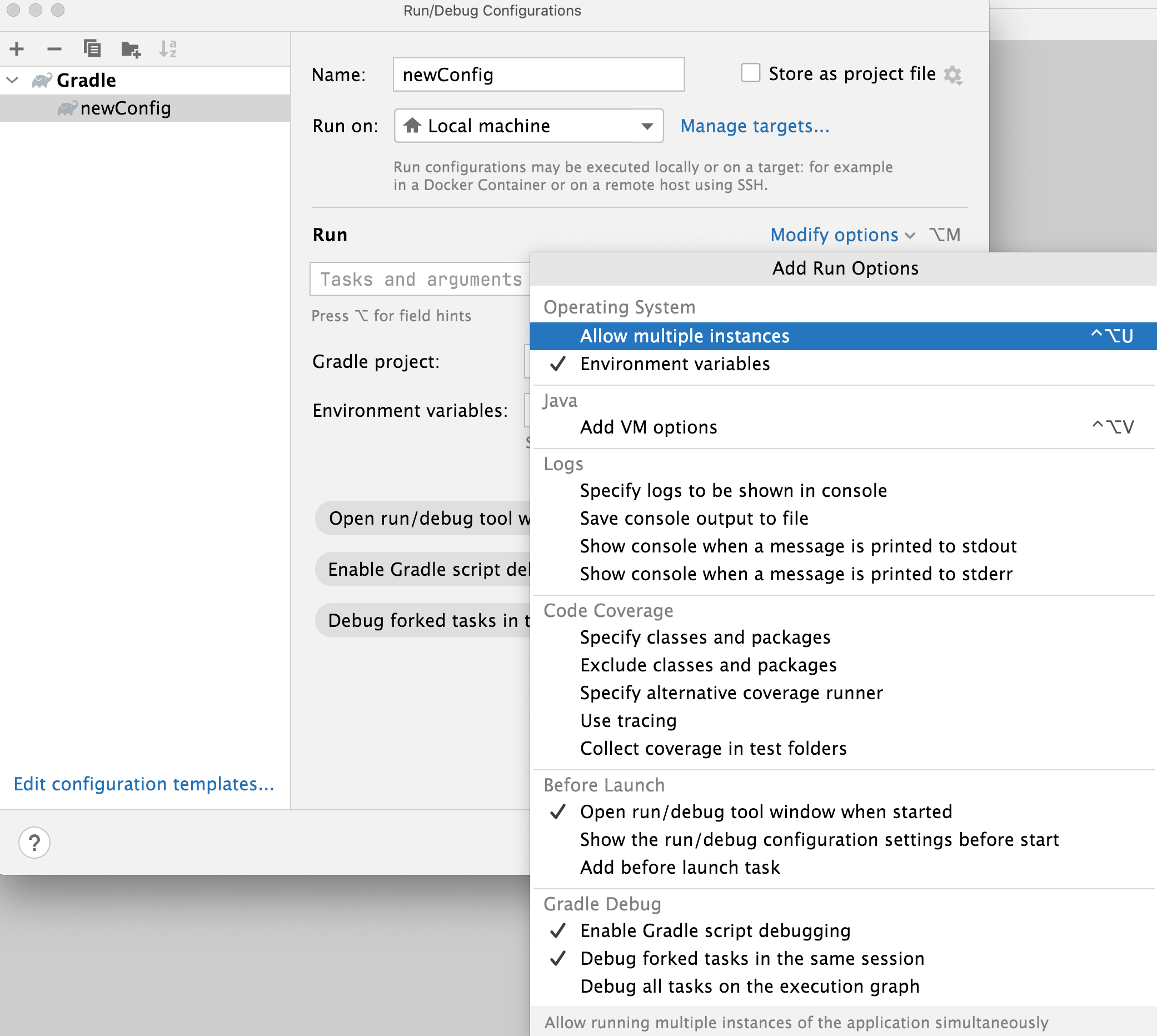 Gradle configuration settings