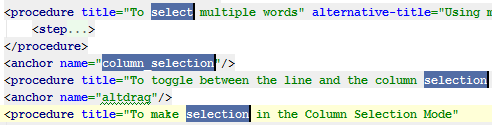 the Multiple Selection feature used in the editor