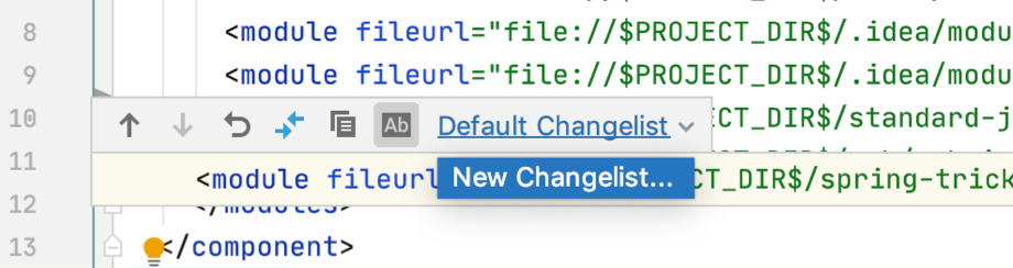 Partial commit changelists