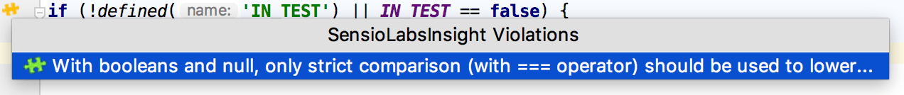 SensioLabsInsight inspection rules violation