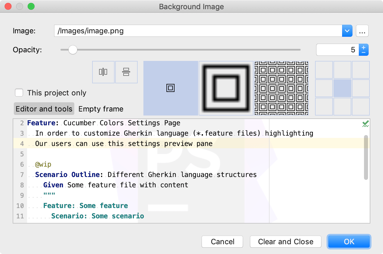 The Background Image dialog