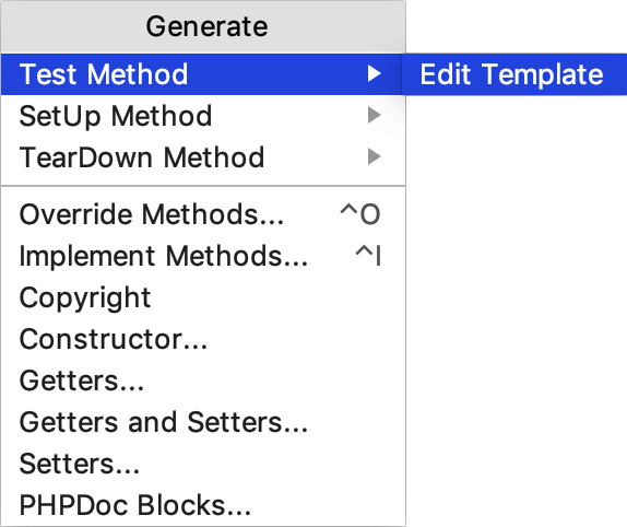 编辑 PHPUnit 方法模板
