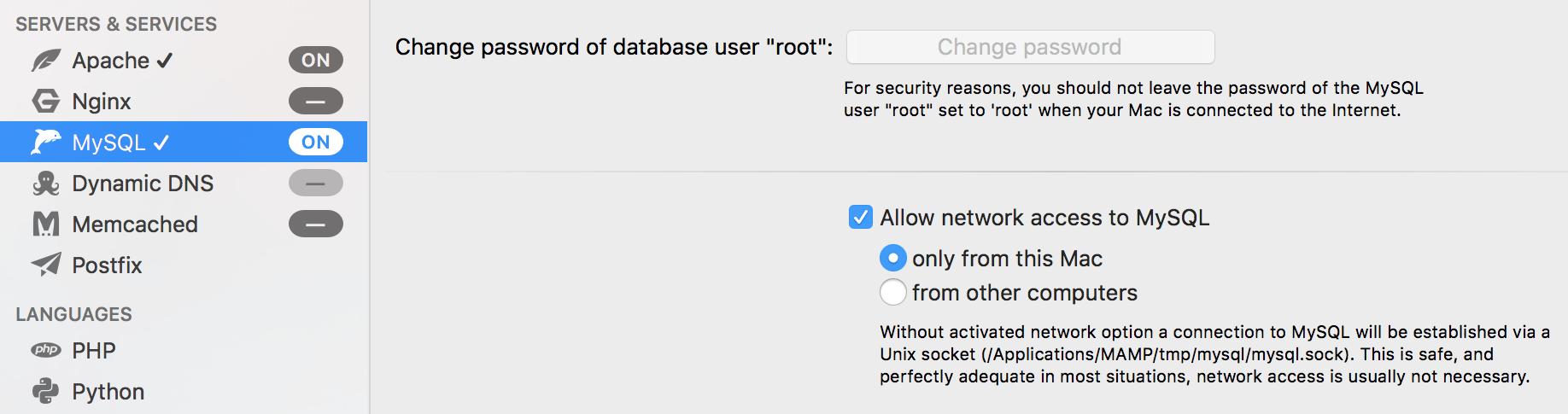 connecting mysql database using python on mac