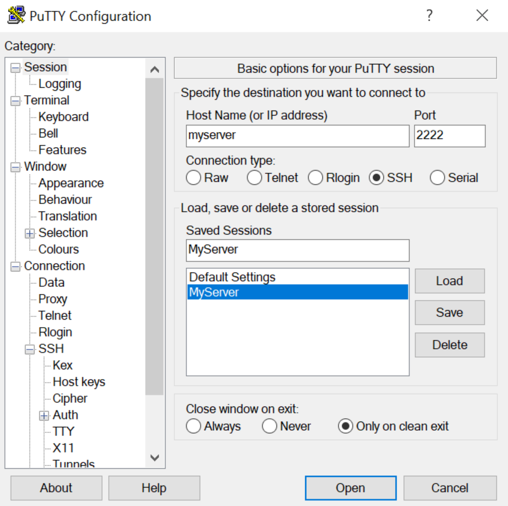 Set Up a Connection in Putty