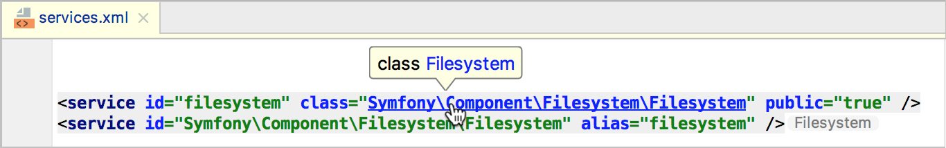 在 Symfony 服务实现和声明之间导航