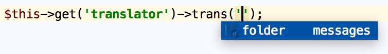 Symfony translation key completion