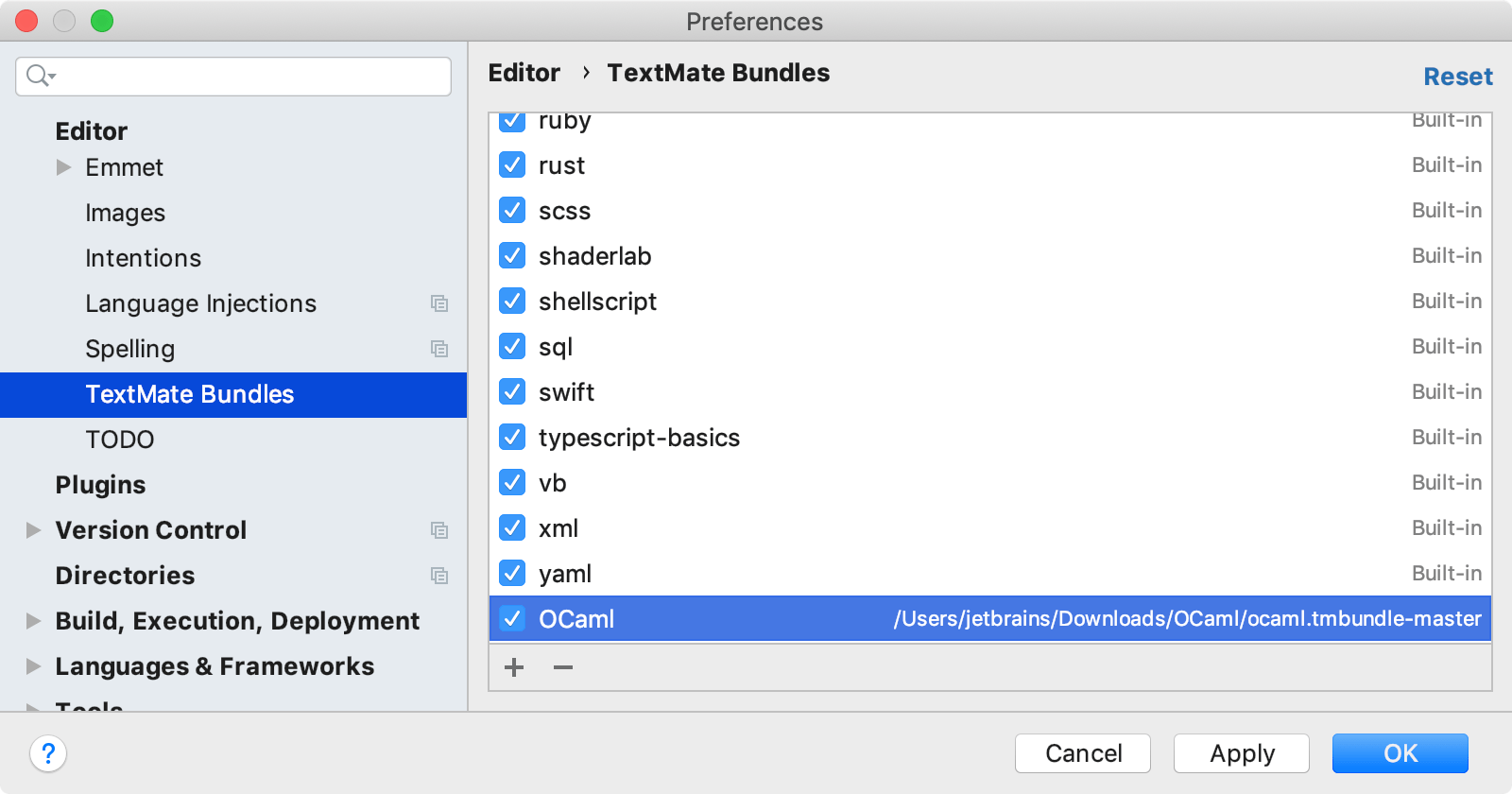 新的 TextMate 捆绑包