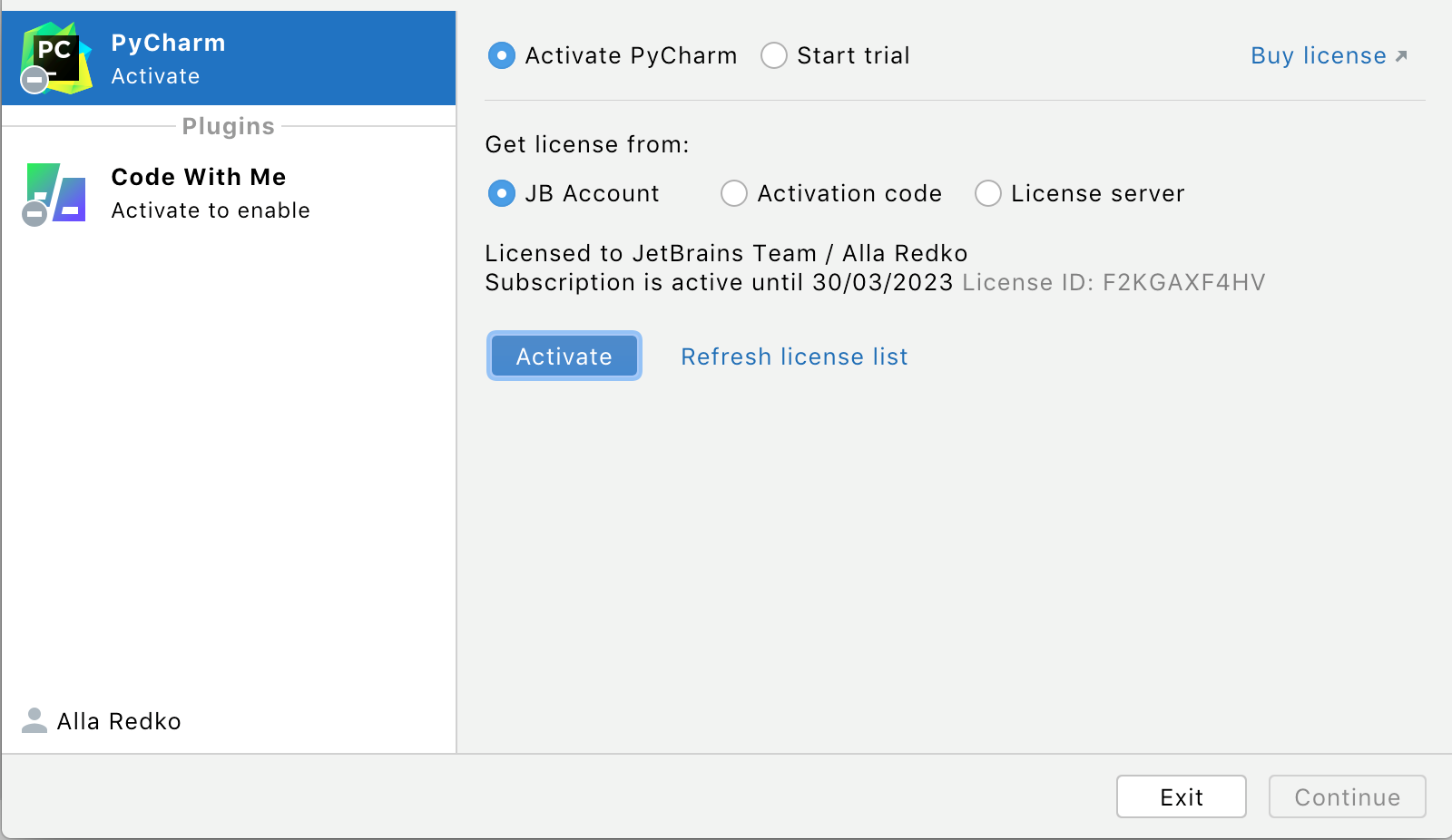 Pycharm activation code