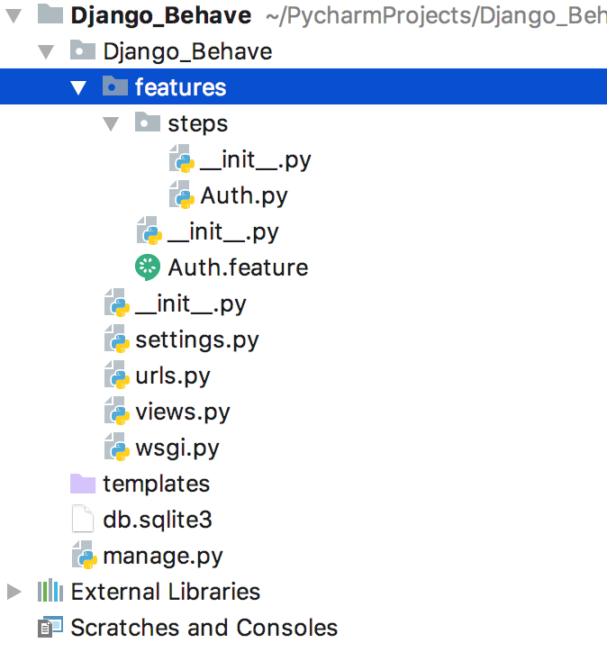 a Django project structure required for behave-django ntegration