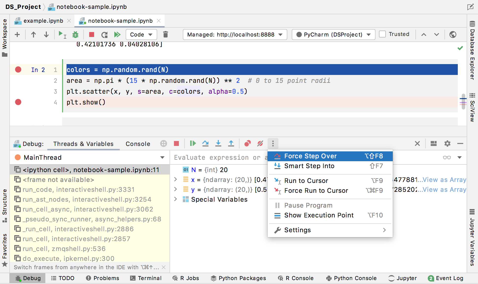 Jupyter Notebook Debugger tool window