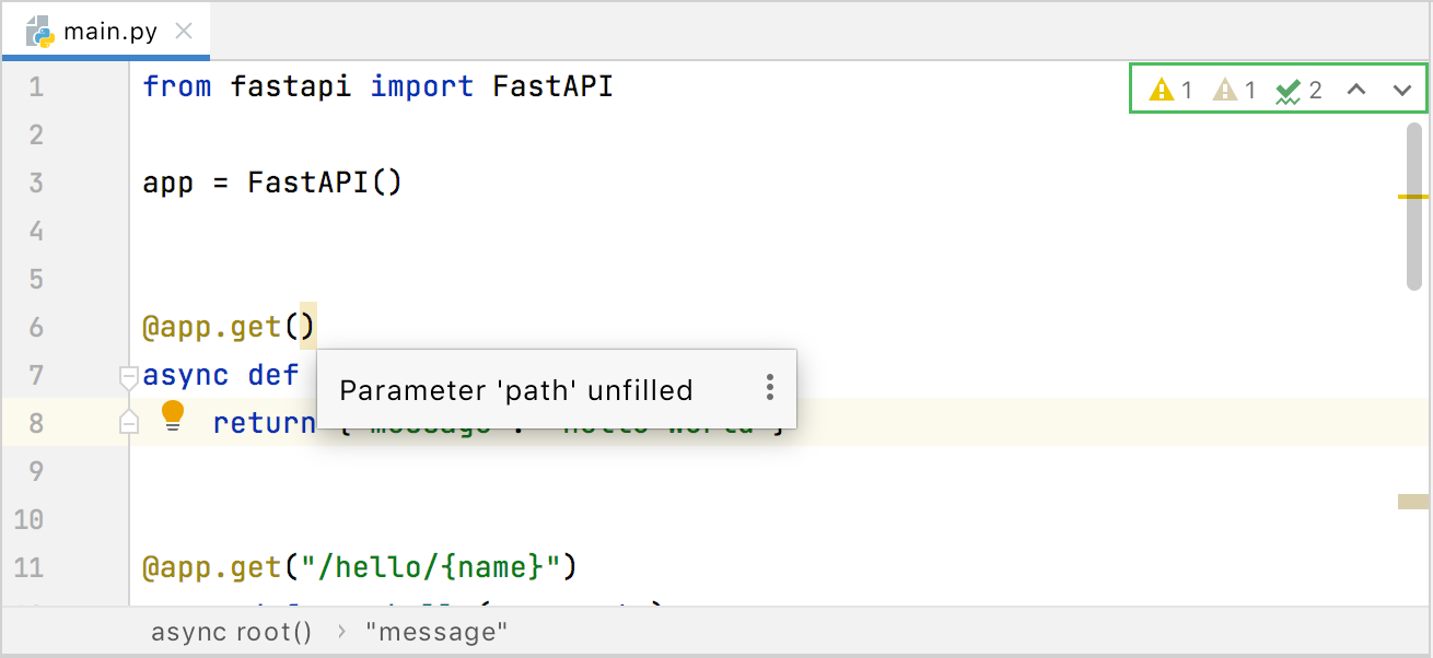 FastAPI 示例中的代码检查