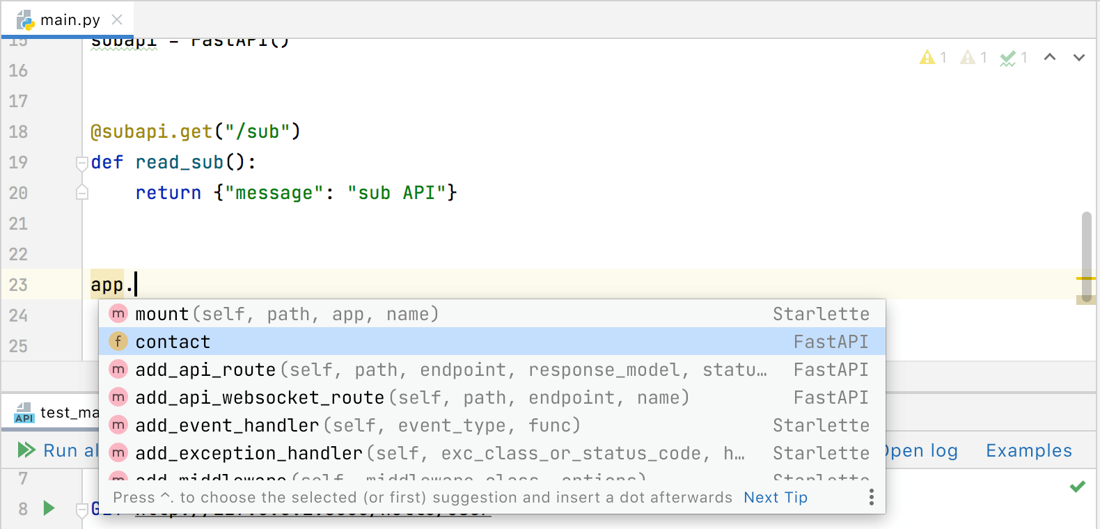 Method code completion