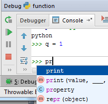 interactive debug console