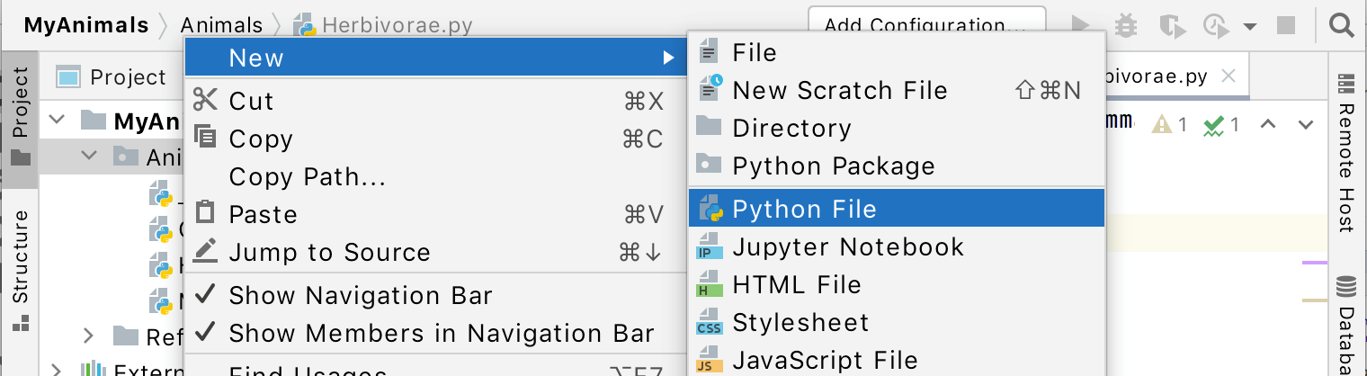 Create a new file using the navigation bar
