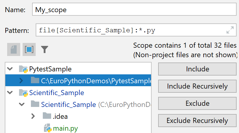 Example of a scope created for two attached projects