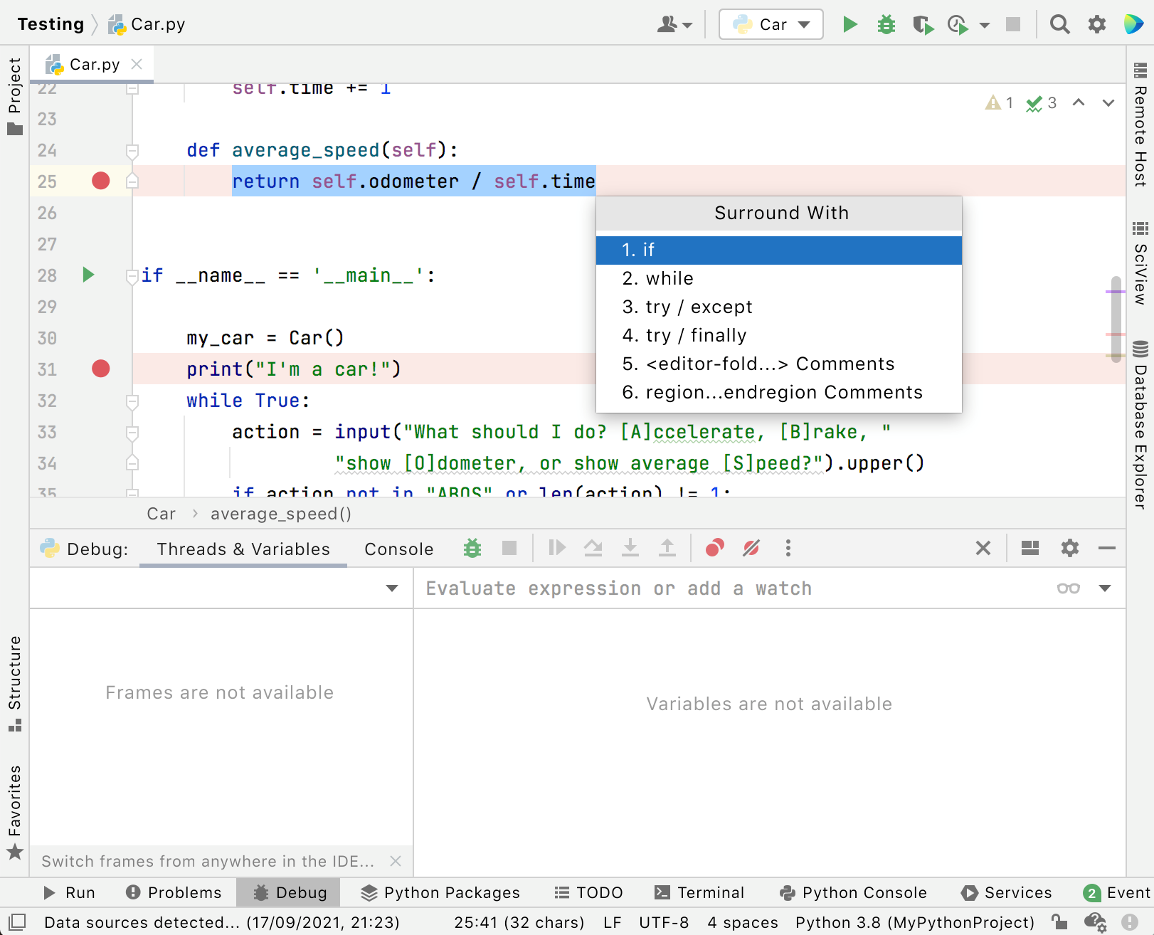 pycharm debugger