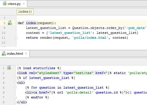 viewing html and python code