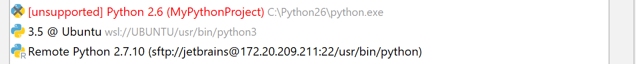 不支持的 Python 解释器