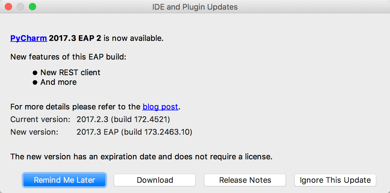 update pycharm