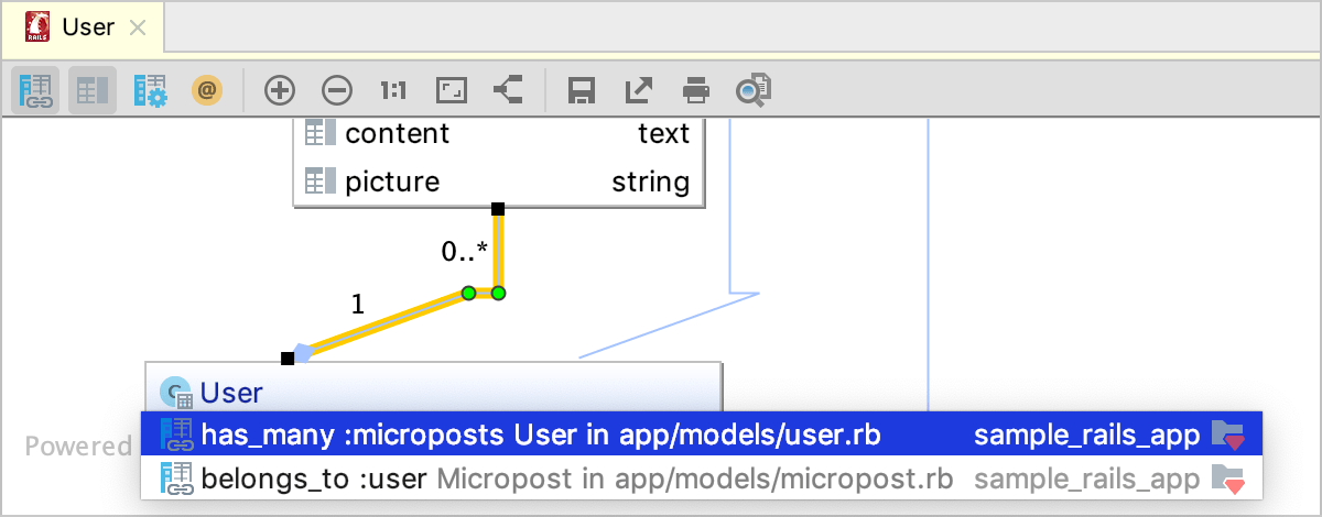 Navigate from a model association